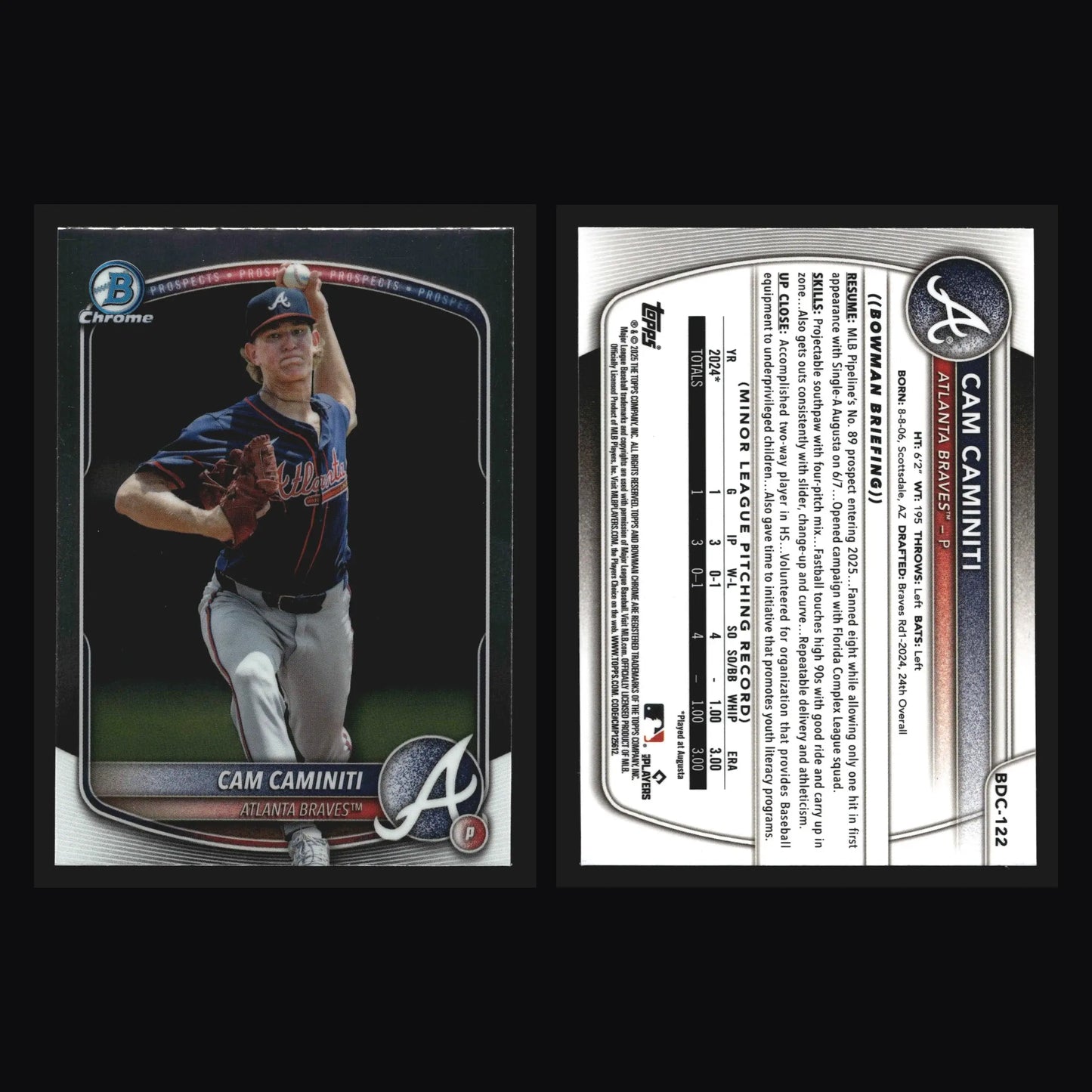 2025 Bowman Draft Chrome #BDC-122 Cam Caminiti Atlanta Braves