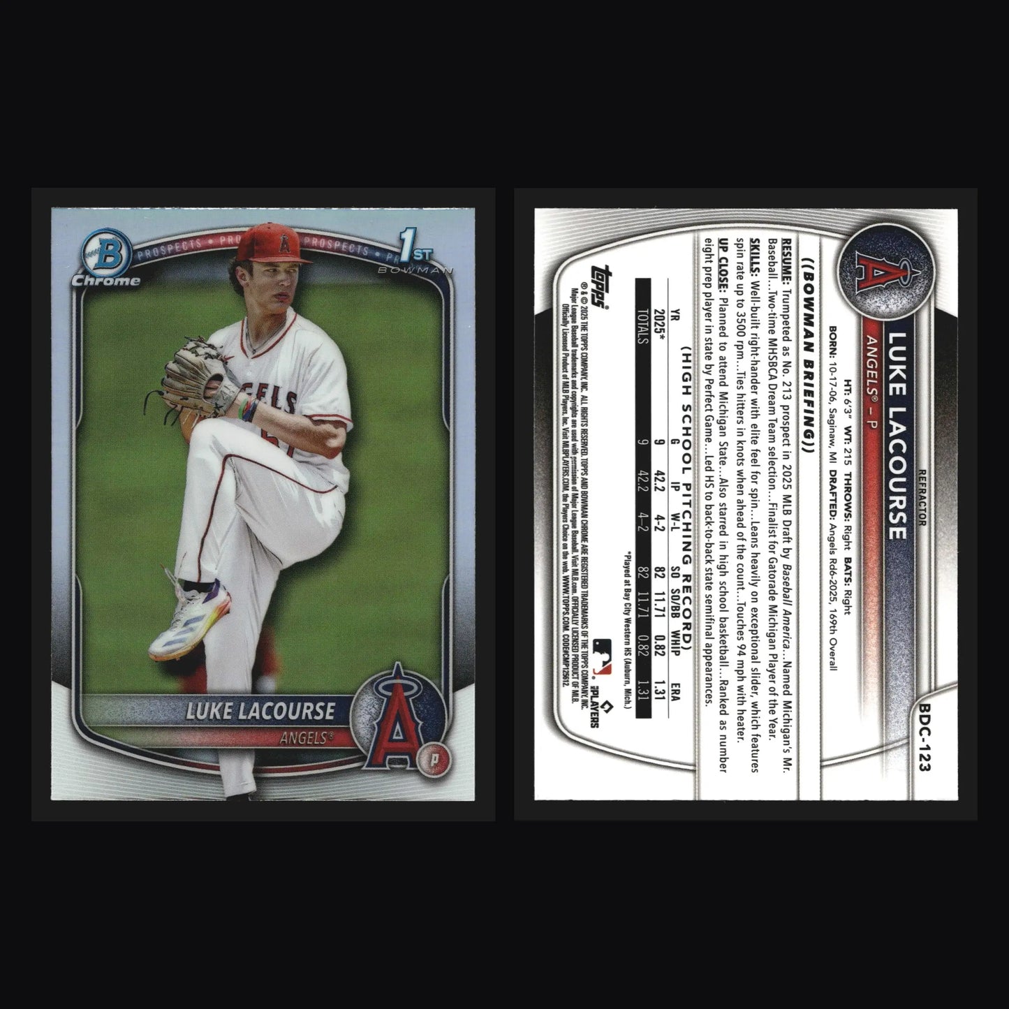 2025 Bowman Draft Chrome #BDC-123 Luke LaCourse Refractor 1st Bowman