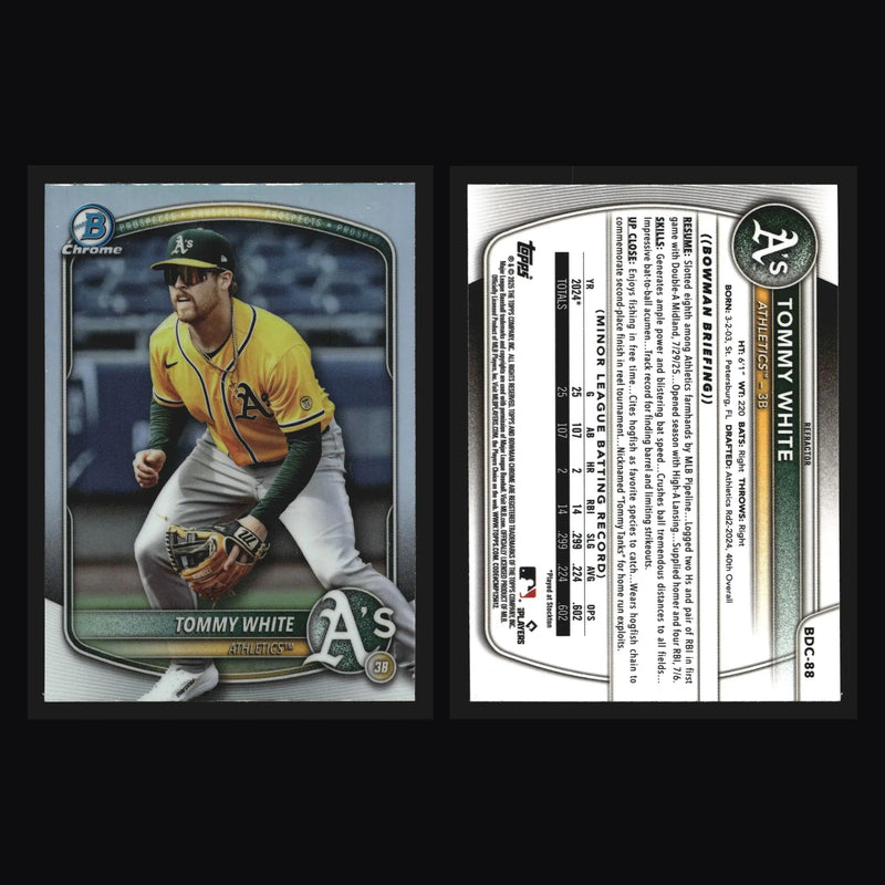2025 Bowman Draft Chrome #BDC-88 Tommy White Athletics Refractor - Baseball Card Single