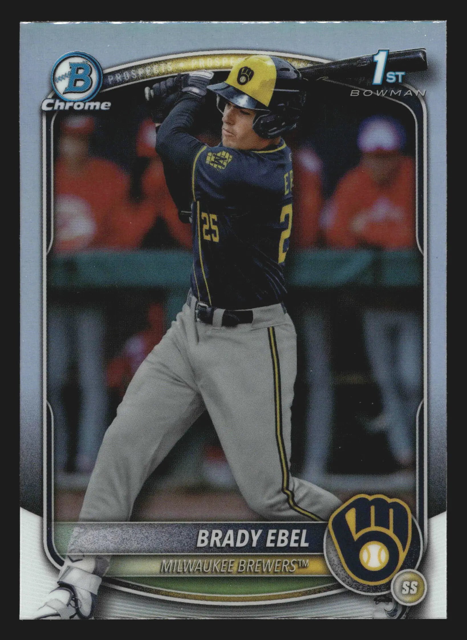 2025 Bowman Draft Chrome Brady Ebel #BDC-194 Refractor 1st Bowman Brewers - Baseball Card Single