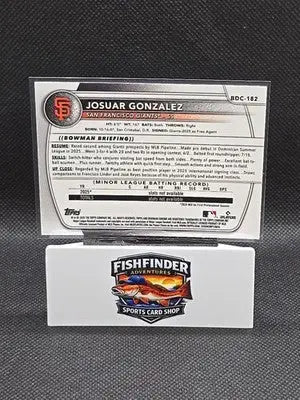 2025 Bowman Draft - Chrome Josuar Gonzalez #BDC-182 Mojo Refractor (RC) - Baseball Card Single