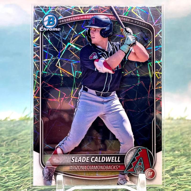 2025 Bowman Draft Chrome Laser Refractor Slade Caldwell Diamondbacks KM64 - Baseball Card Single