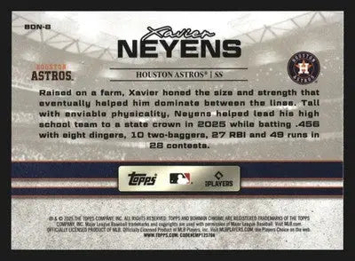 2025 Bowman Draft Chrome Draft Night Xavier Neyens #BDN-8 Astros - Baseball Card Single