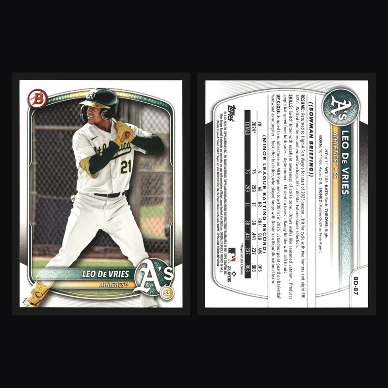 2025 Bowman Draft Leo De Vries #BD-87 Athletics - Baseball Card Single