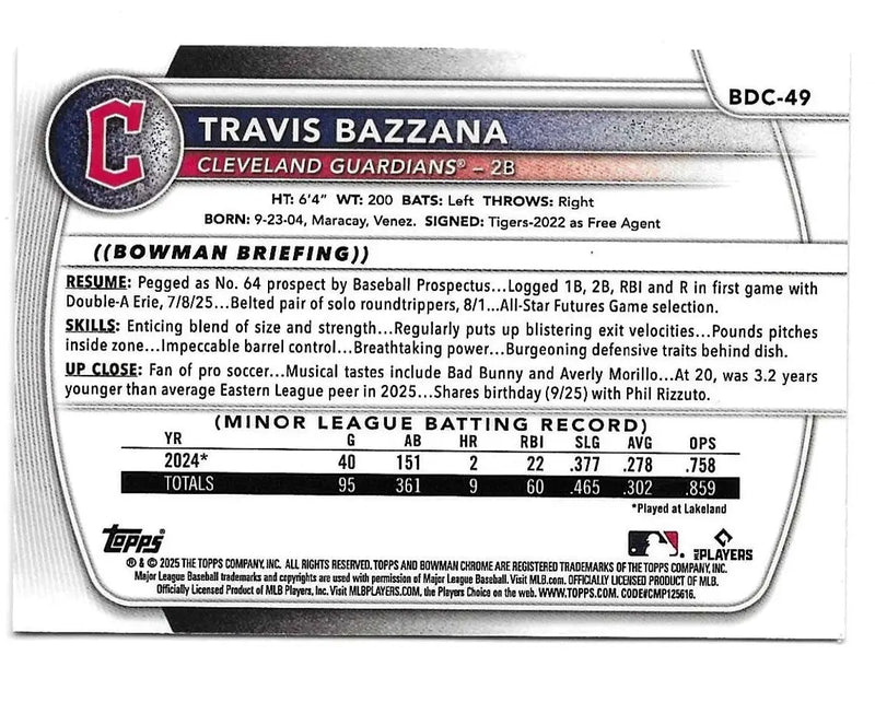 2025 Bowman Draft Mega Box Mojo Refractors Travis Bazzana BCD-49 (1387)