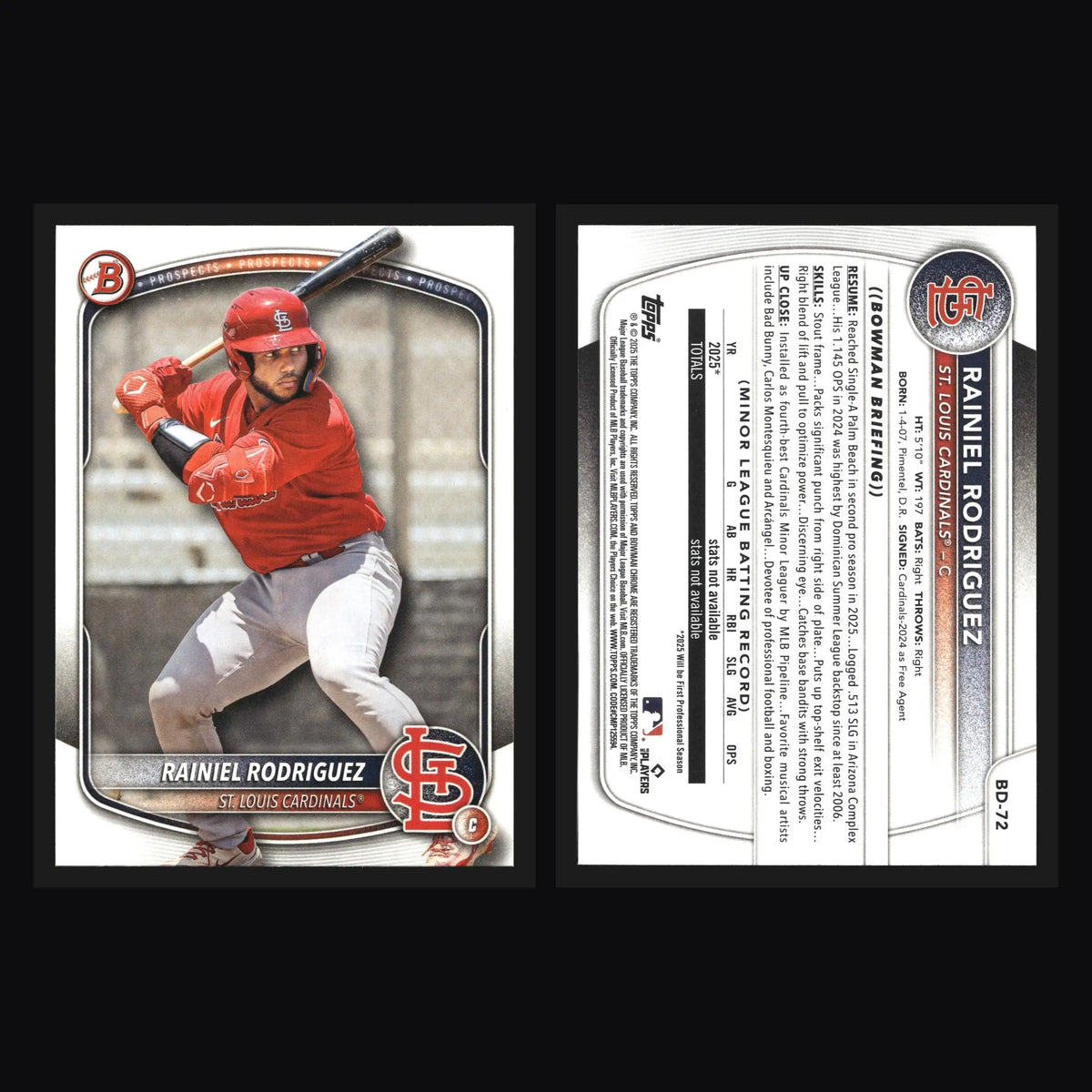 2025 Bowman Draft Rainiel Rodriguez #BD-72 1st Bowman Cardinals - Baseball Card Single