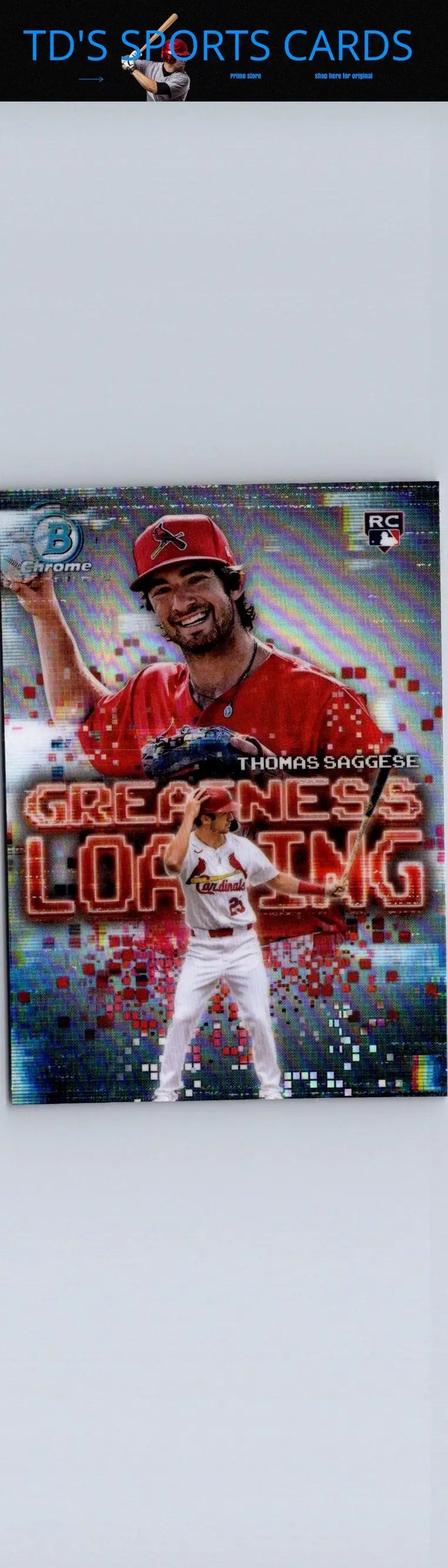 Baseball card of Thomas Saggese from 2025 Bowman Greatness Loading series
