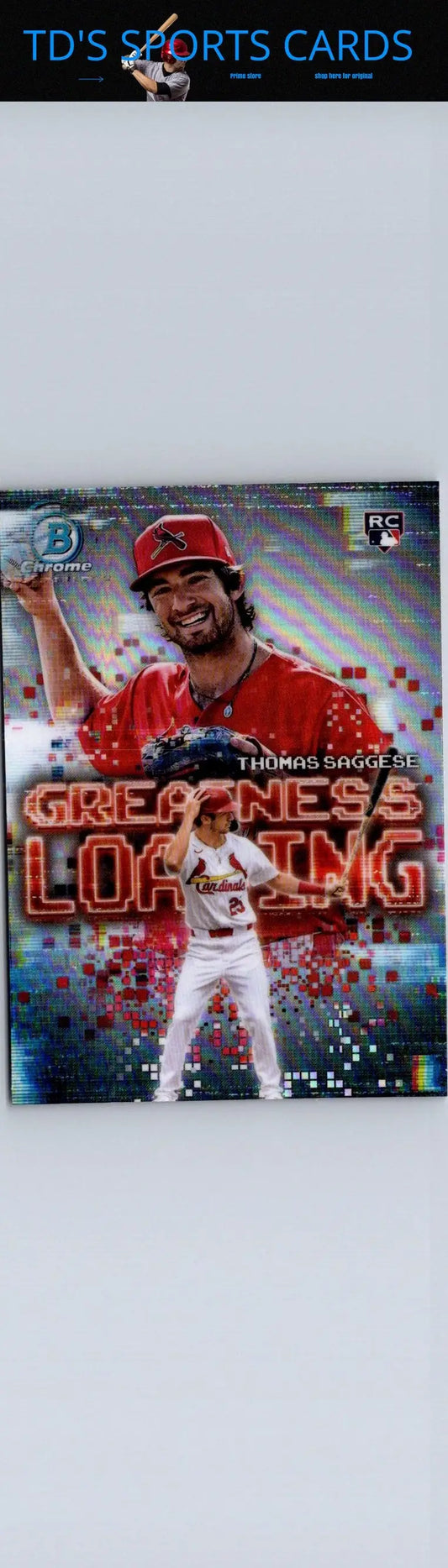 Baseball card of Thomas Saggese from 2025 Bowman Greatness Loading series