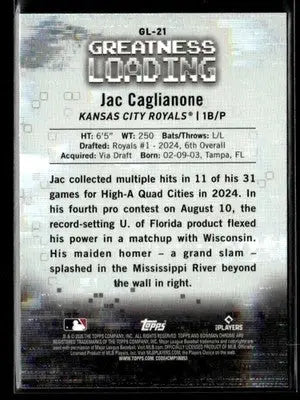 2025 Bowman - Greatness Loading Jac Caglianone #GL-21 Kansas City Royals