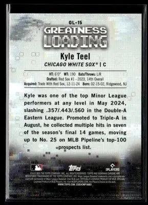 2025 Bowman - Greatness Loading Kyle Teel #GL-15 Chicago White Sox