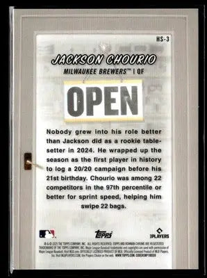 2025 Bowman Jackson Chourio #HS-3 Hobby Stars Milwaukee Brewers