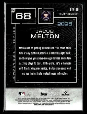 2025 Bowman Jacob Melton #BTP-68 Bowman Scouts Top 100 Houston Astros