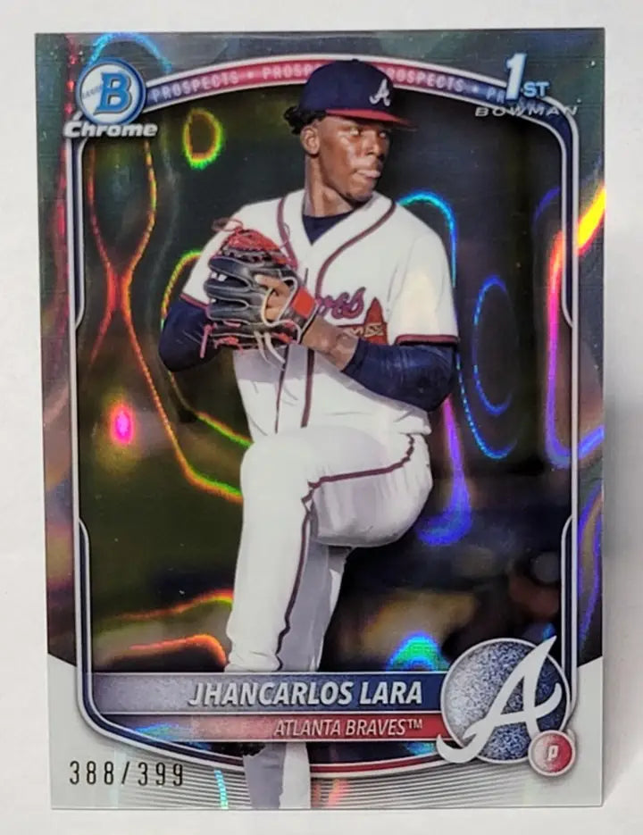 Jhancarlos Lara baseball card Bowman Jhancarlos Lara Lava Refractor /399 Atlanta Braves