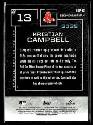 2025 Bowman Kristian Campbell #BTP-13 Bowman Scouts Top 100 Boston Red Sox