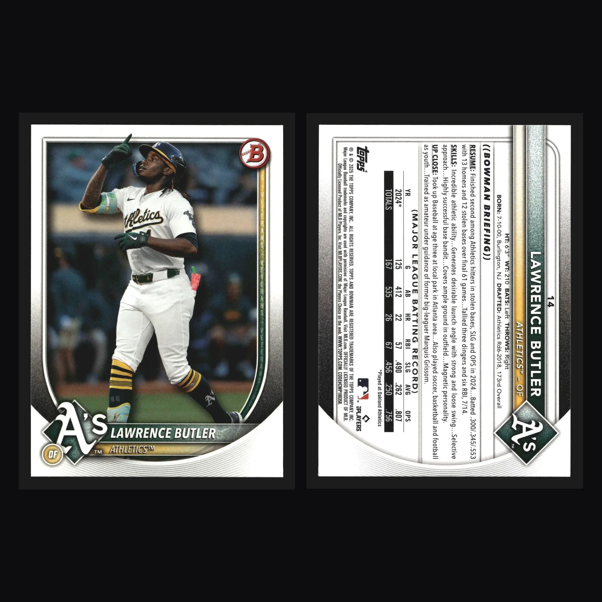 2025 Bowman Lawrence Butler #14 Athletics - Baseball Card Single