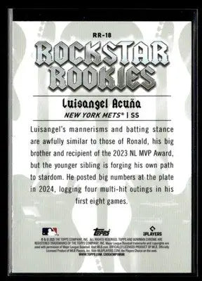 2025 Bowman Luisangel Acuña #RR-18 Rockstar Rookies New York Mets