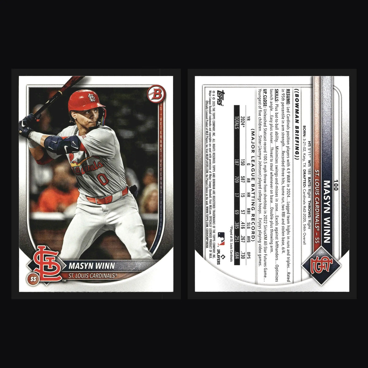 2025 Bowman Masyn Winn #100 St. Louis Cardinals - Baseball Card Single