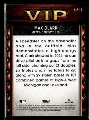 2025 Bowman Max Clark #VIP-10 Very Important Prospects Detroit Tigers