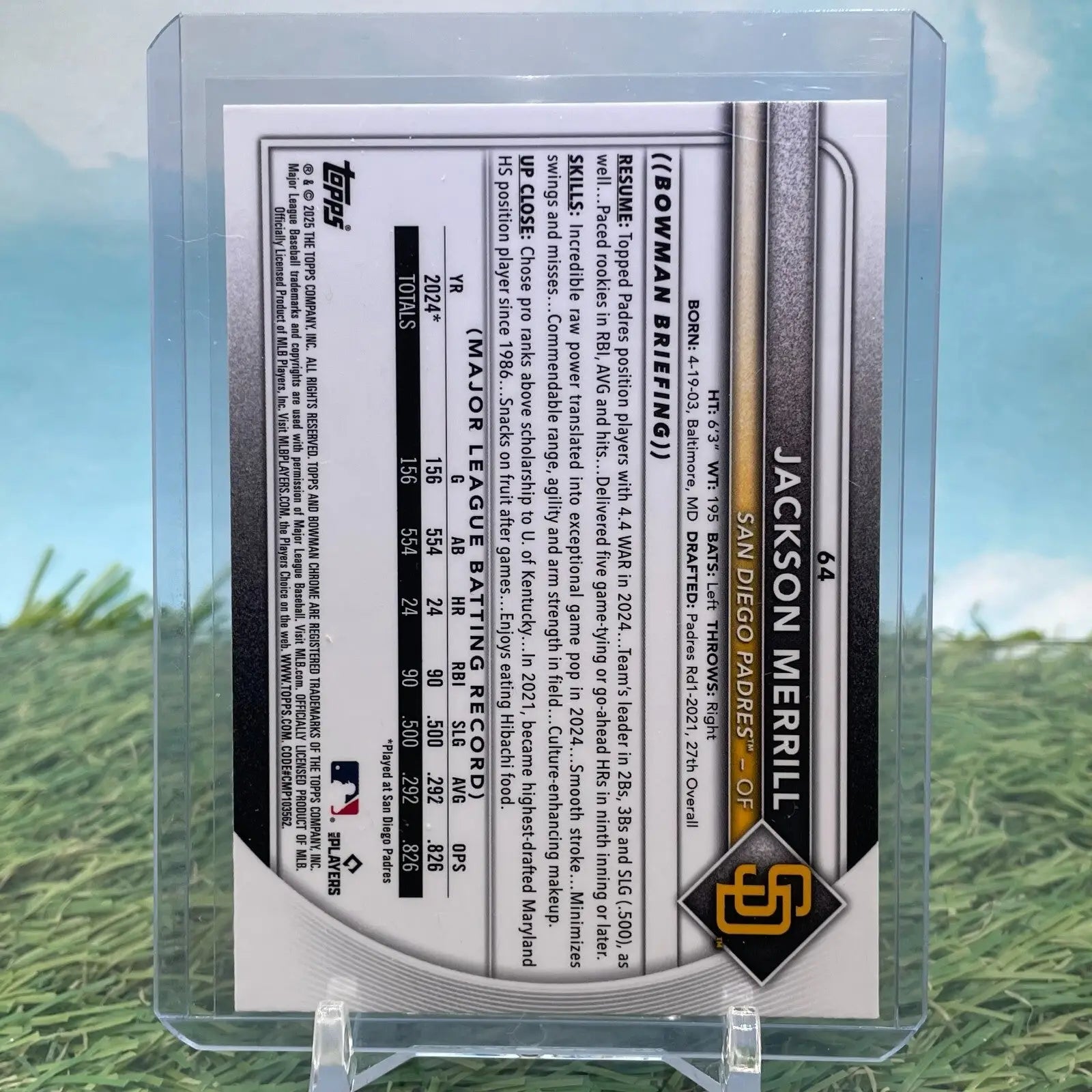 Jackson Merrill baseball card in Bowman Mega Box with Mojo Refractor artwork