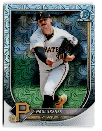 Original gloss Paul Skenes baseball card in 2025 Bowman Mega Box Chrome Mojo