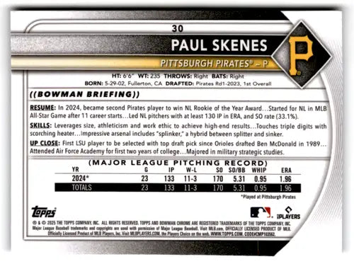 Baseball card back featuring original gloss in 2025 Bowman Mega Box Chrome Mojo