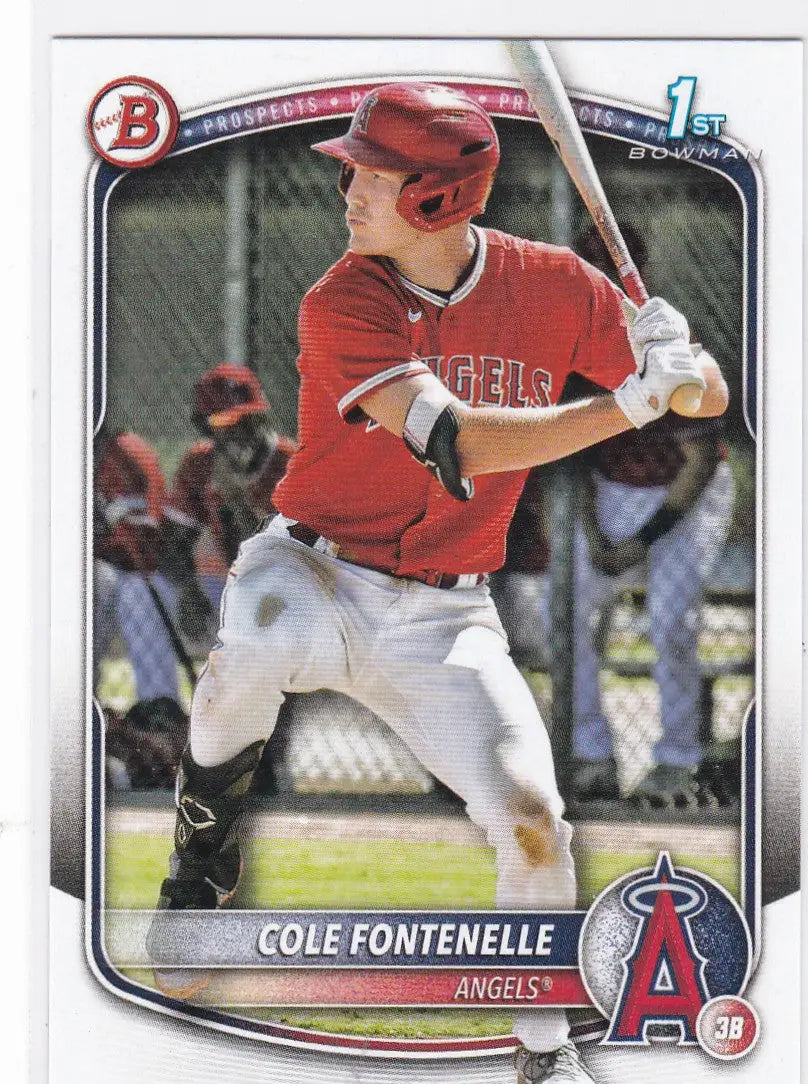 Baseball card of Cole Fontenelle 1st Bowman Los Angeles Angels 2025 Bowman Prospect