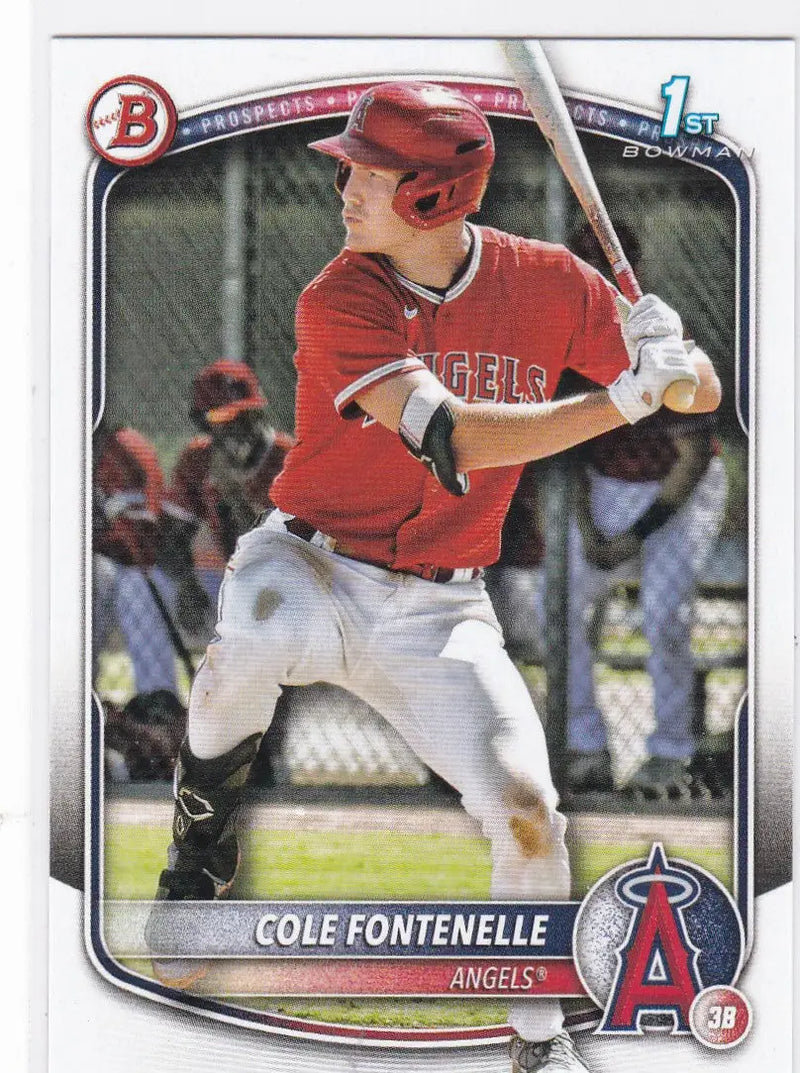 Baseball card of Cole Fontenelle 1st Bowman Los Angeles Angels 2025 Bowman Prospect