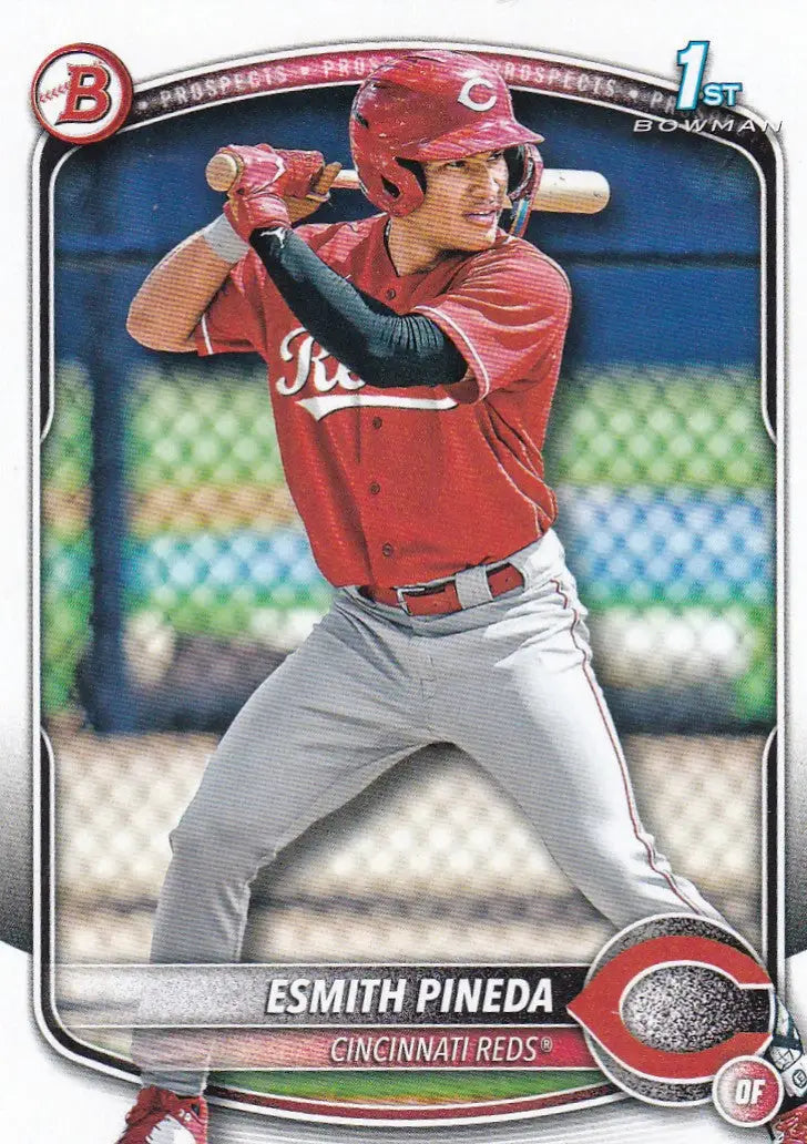 Baseball card of Esmith Pineda 1st Bowman Cincinnati Reds collectible image