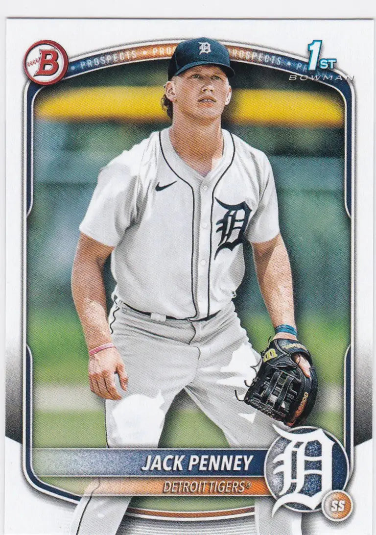 Jack Penney 1st Bowman baseball card from 2025 Bowman Prospect Detroit Tigers