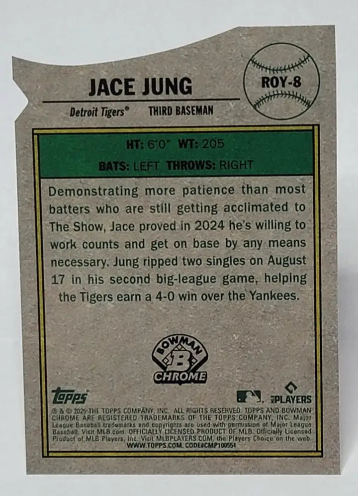2025 BOWMAN ROTY FAVORITES DIE CUT INSERT - Jace Jung #ROY-8 - Baseball Card Single