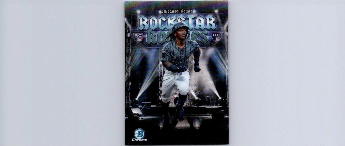 Baseball card of Luisangel Acuña from 2025 Bowman Rockstar Rookies series