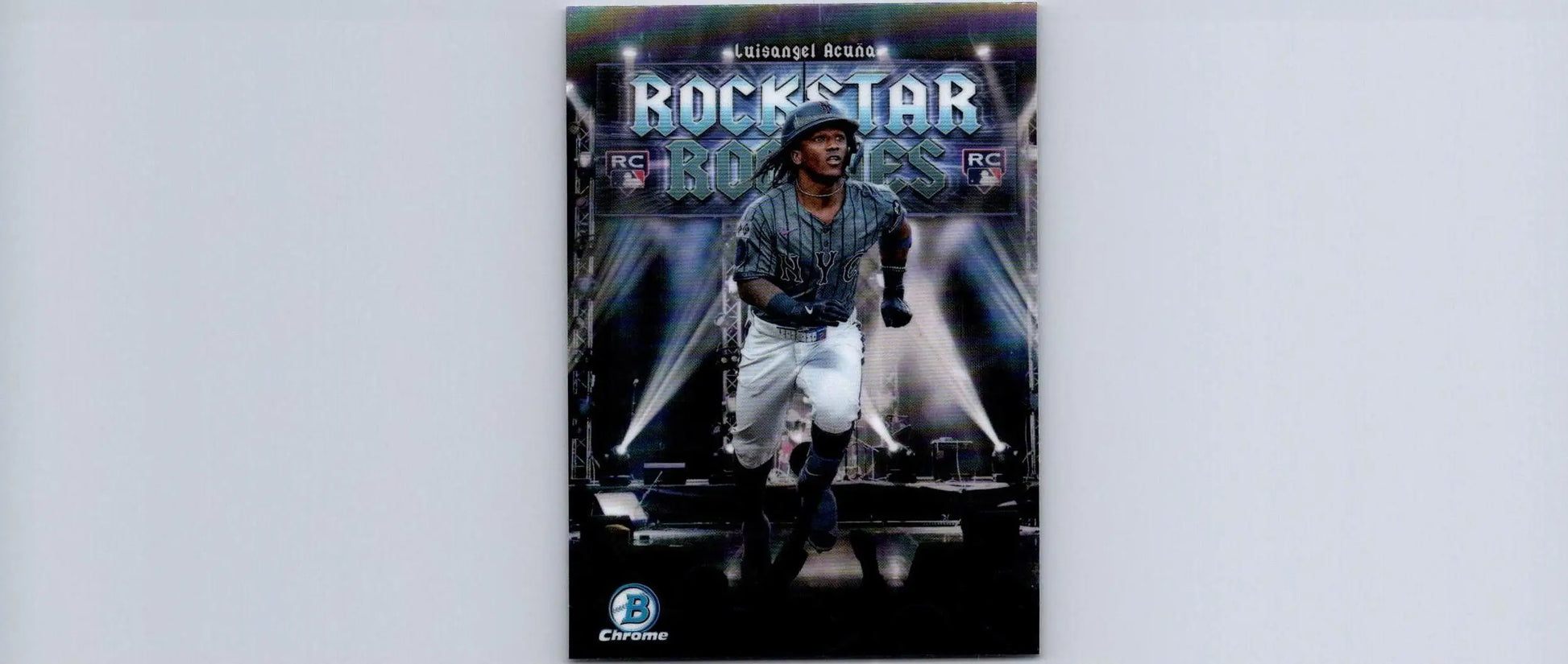 Baseball card of Luisangel Acuña from 2025 Bowman Rockstar Rookies series