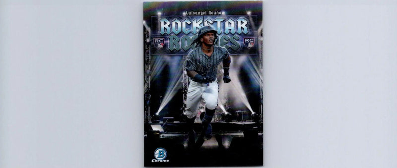 Baseball card of Luisangel Acuña from 2025 Bowman Rockstar Rookies series