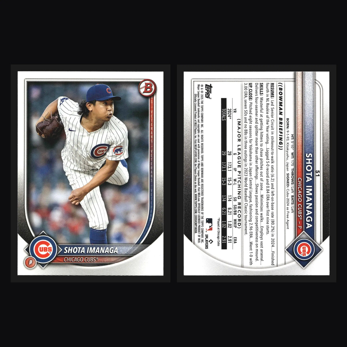 2025 Bowman Shota Imanaga #51 Chicago Cubs - Baseball Card Single