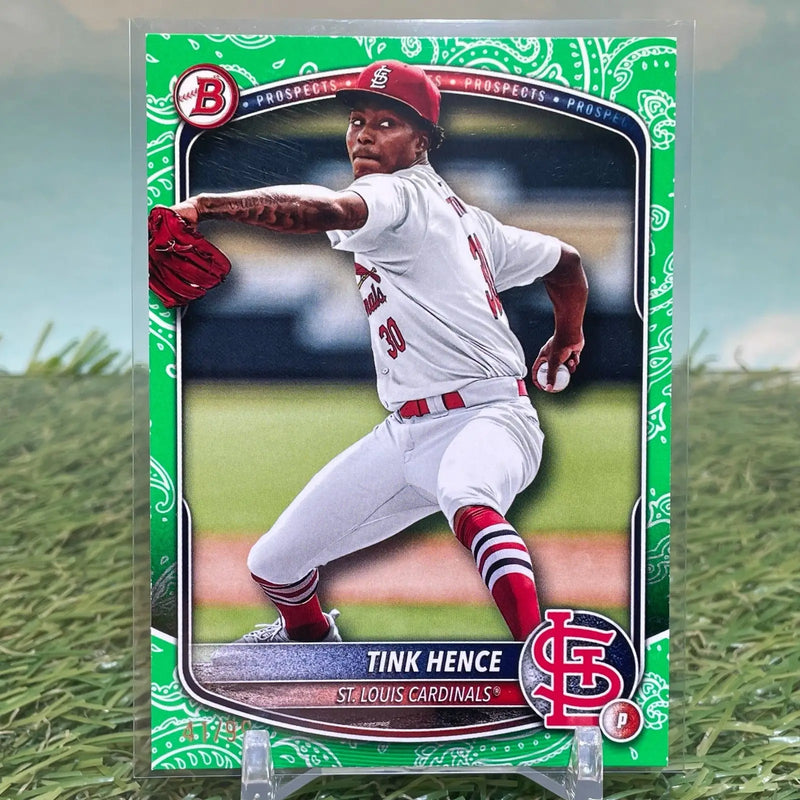 2025 Bowman Tink Hence /99 Green Bandana St. Louis Cardinals Prospects - Baseball Card Single