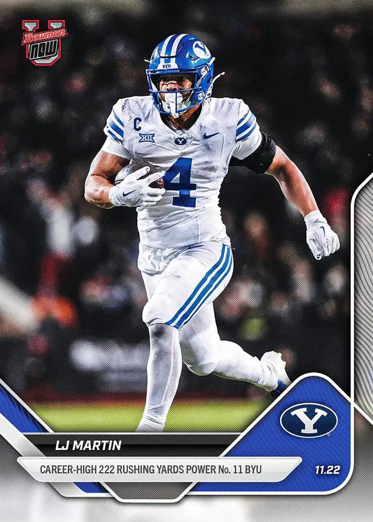 2025 Bowman U Now Football 51 LJ Martin BYU Cougars Career High Rushing PR 446 - Football Card Single