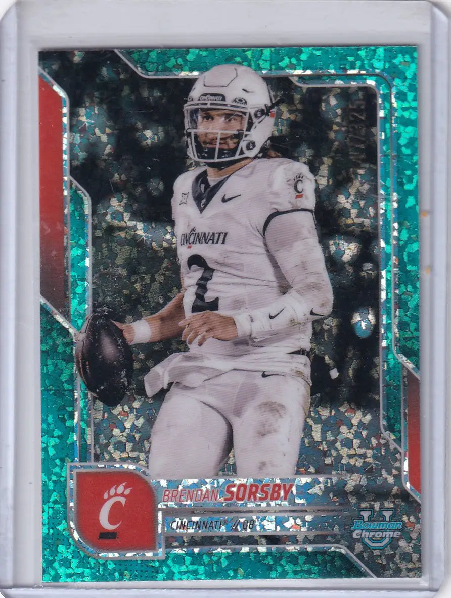 2025 Bowman University Aqua Mini Diamond 147/325 #143 Brendan Sorsby- Cincinnati