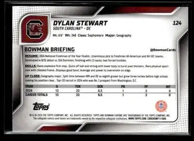 2025 Bowman University Chrome #124 Dylan Stewart - Football Card Single