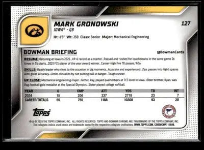 2025 Bowman University Chrome #127 Mark Gronowski - Football Card Single