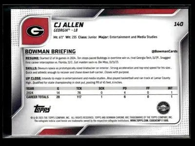 2025 Bowman University Chrome #140 CJ Allen - Other