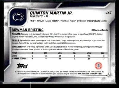 2025 Bowman University Chrome #167 Quinton Martin Jr. - Football Card Single