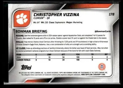 2025 Bowman University Chrome #178 Christopher Vizzina - Baseball Card Single