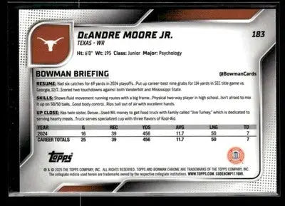 2025 Bowman University Chrome #183 DeAndre Moore Jr. - Football Card Single