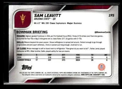 2025 Bowman University Chrome #195 Sam Leavitt - Baseball Card Single