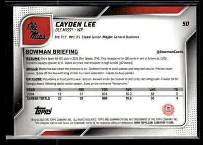 2025 Bowman University Chrome #50 Cayden Lee - Baseball Card Single