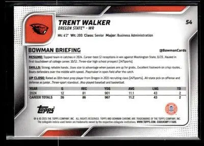 2025 Bowman University Chrome #54 Trent Walker - Baseball Card Single