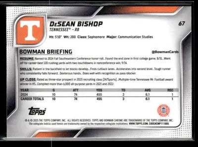 2025 Bowman University Chrome #67 DeSean Bishop - Other