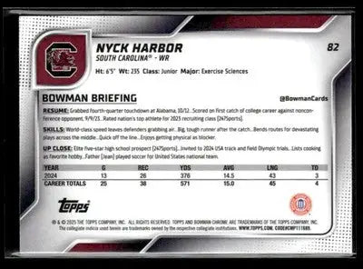 2025 Bowman University Chrome #82 Nyck Harbor - Baseball Card Single