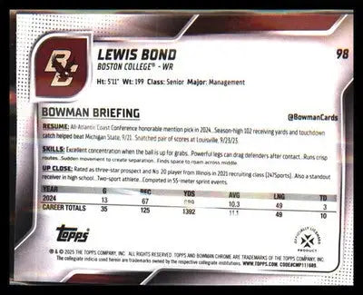 2025 Bowman University Chrome #98 Lewis Bond - Football Card Single