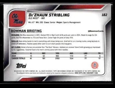 2025 Bowman University Chrome De’Zhaun Stribling #182 Ole Miss Rebels